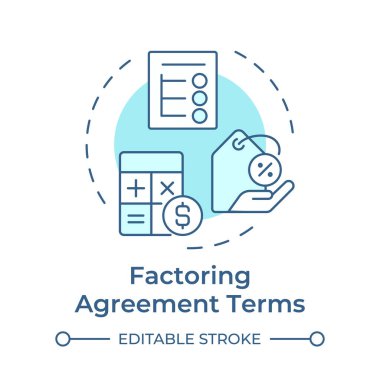 Çarpanlara ayırma şartları yumuşak mavi konsept simgesi. Çarpanlarına ayırma şirketi seçiyorum. Anlaşma ya da anlaşma şartları. Yuvarlak şekil çizimi. Soyut bir fikir. Grafik tasarımı. Makalede kullanması kolay