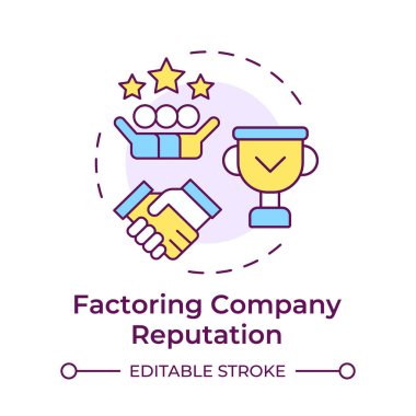 Şirketin ünü çok renkli konsept ikonu. Endüstri uzmanlığı. Güvenilir hizmet. Arkadaş seçiyorum. Yuvarlak şekil çizimi. Soyut bir fikir. Grafik tasarımı. Makalede kullanması kolay