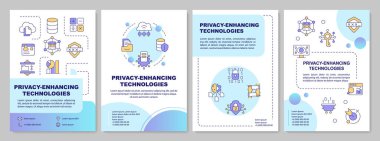 Privacy-enhancing technologies linear icons set. Data security, protection and encryption. Cybersecurity. Customizable thin line symbols. Isolated vector outline illustrations. Editable stroke clipart