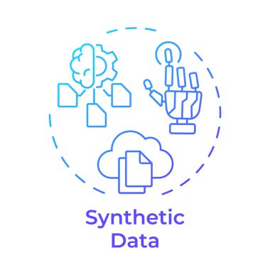 Synthetic data blue gradient concept icon. Type of privacy enhancing technologies. AI-generated information. Round shape line illustration. Abstract idea. Graphic design. Easy to use in article clipart