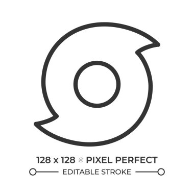 Kasırga doğrusal simgesi. Tropik kasırga. Hava tahmini. Fırtınalar, güçlü rüzgarlar ve sağanak yağmur. Meteoroloji. İnce çizgili çizim. Contour sembolü. Vektör çizimi. Düzenlenebilir vuruş