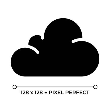 Cloud black glyph icon. Symbolizing overcast or partly cloudy weather conditions. Weather forecast. Meteorology. Silhouette symbol on white space. Solid pictogram. Vector isolated illustration clipart