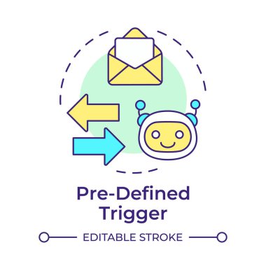 Pre defined trigger multi color concept icon. Integrating robotic process automation in routine tasks. Round shape line illustration. Abstract idea. Graphic design. Easy to use in presentation clipart