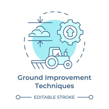 Ground improvement techniques soft blue concept icon. Enhancing physical properties of soil. Geotech method. Round shape line illustration. Abstract idea. Graphic design. Easy to use in presentation clipart