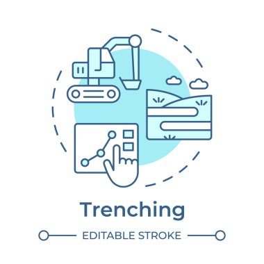 Trenching soft blue concept icon. Horizontal extent of soil layers studying. Geotechnical survey test. Round shape line illustration. Abstract idea. Graphic design. Easy to use in article clipart