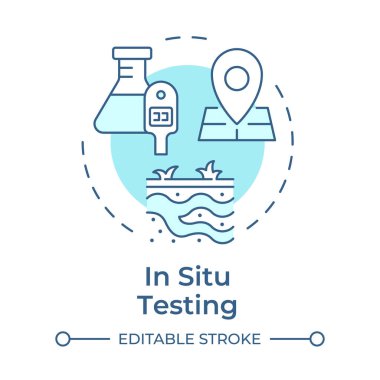 In situ testing soft blue concept icon. Real time data on soil behavior. Geotechnical exploration technique. Round shape line illustration. Abstract idea. Graphic design. Easy to use in article clipart