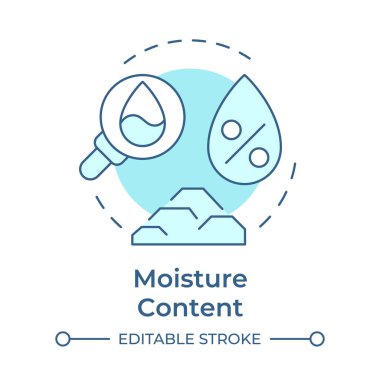 Nem içeriği testi yumuşak mavi konsept simgesi. Yerdeki su miktarını ölçüyorum. Jeoteknoloji araştırması. Yuvarlak şekil çizimi. Soyut bir fikir. Grafik tasarımı. Sunumda kullanması kolay