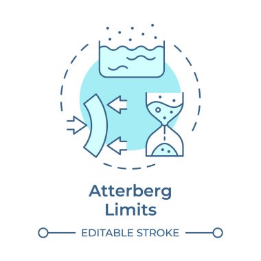 Atterberg limits test soft blue concept icon. Soil exploration technique. Geotechnical survey method. Round shape line illustration. Abstract idea. Graphic design. Easy to use in article clipart