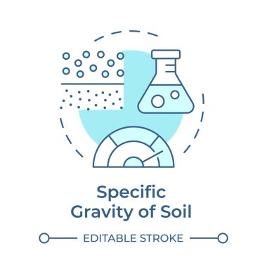 Özel yerçekimi testi yumuşak mavi konsept ikonu. Toprak parçacıklarının yoğunluğunun ölçümü. Jeoteknik değerlendirme. Yuvarlak şekil çizimi. Soyut bir fikir. Grafik tasarımı. Makalede kullanması kolay