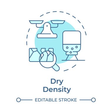 Kuru yoğunluk testi yumuşak mavi konsept simgesi. Güç ve yük taşıma kapasitesi değerlendiriliyor. Jeoteknoloji araştırması. Yuvarlak şekil çizimi. Soyut bir fikir. Grafik tasarımı. Sunumda kullanması kolay