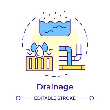 Drenaj koşulları çok renkli konsept simgesi. Sel baskını ve su birikmesi riski. Jeoteknoloji araştırması. Yuvarlak şekil çizimi. Soyut bir fikir. Grafik tasarımı. Sunumda kullanması kolay