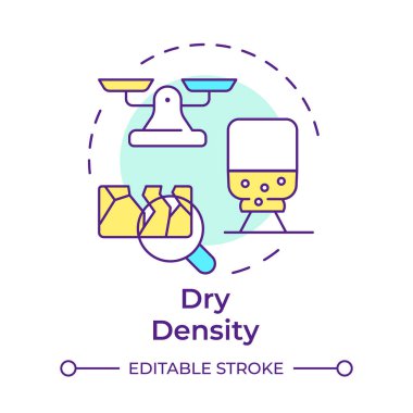 Kuru yoğunluk testi çok renkli konsept simgesi. Güç ve yük taşıma kapasitesi değerlendiriliyor. Jeoteknoloji araştırması. Yuvarlak şekil çizimi. Soyut bir fikir. Grafik tasarımı. Sunumda kullanması kolay