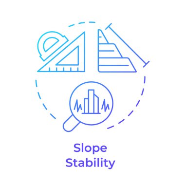 Slope stability blue gradient concept icon. Prevention of landslides and soil failures. Geotech advantages. Round shape line illustration. Abstract idea. Graphic design. Easy to use in presentation clipart