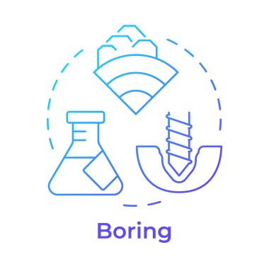 Boring blue gradient concept icon. Drilling holes into ground to obtain soil. Geotechnical survey. Round shape line illustration. Abstract idea. Graphic design. Easy to use in presentation clipart