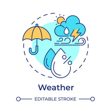 Hava durumu çok renkli konsept simgesi. Atmosfer durumu doğru tahmin için çalışıyor. Meteoroloji bilimi. Yuvarlak şekil çizimi. Soyut bir fikir. Grafik tasarımı. Sunumda kullanması kolay