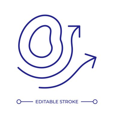 Hava kütlesi hareketi RGB renk simgesi. Atmosferik koşullar kontrol ediliyor. Havacılık bilimi araştırması. Hava tahmini var. İzole vektör çizimi. Basit bir çizgi çizimi. Düzenlenebilir vuruş