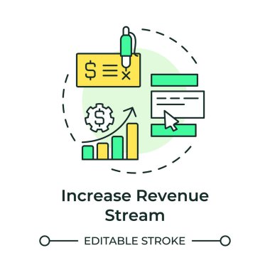 Increase revenue steam multi color concept icon. Expand services. Benefit of FSM. Field service management. Round shape line illustration. Abstract idea. Graphic design. Easy to use in article  clipart