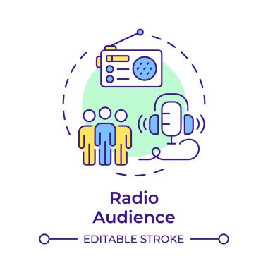 Radio audience multi color concept icon. Listeners habits data collecting. Content customers measurement. Round shape line illustration. Abstract idea. Graphic design. Easy to use in infographic clipart