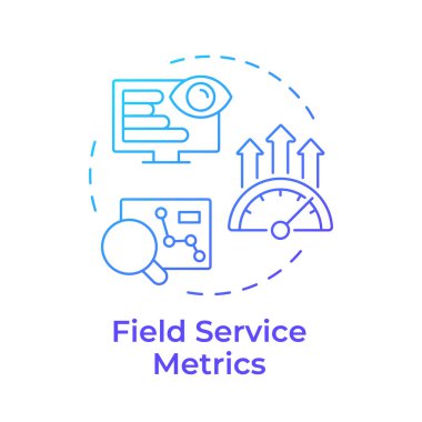 Alan servisi ölçümleri mavi gradyan konsept simgesi. Performans göstergeleri. FSM 'nin anahtar bileşeni. Yuvarlak şekil çizimi. Soyut bir fikir. Grafik tasarımı. Makalede kullanması kolay