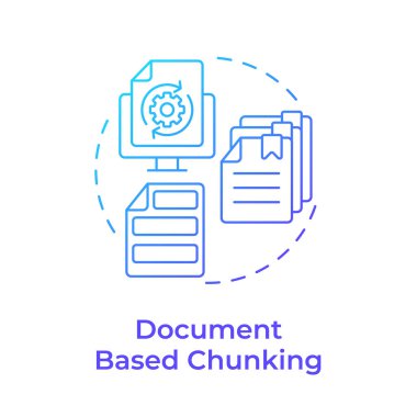 Document based chunking blue gradient concept icon. Keeping context. Level of segmentation strategy in RAG. Round shape line illustration. Abstract idea. Graphic design. Easy to use in presentation clipart