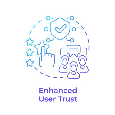 Enhanced user trust blue gradient concept icon. Reliable verifiable information. Benefit of RAG services. Round shape line illustration. Abstract idea. Graphic design. Easy to use in presentation clipart