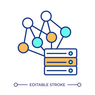 Parametrik olmayan istatistiksel analiz RGB renk simgesi. Veri sunucuları ağ analizi. Modern bilgisayar teknolojisi. İzole vektör çizimi. Basit bir çizgi çizimi. Düzenlenebilir vuruş