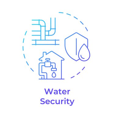 Su güvenliği mavi gradyan konsept simgesi. Ekstra sıkıntılar için ek kaynak. Sıvı geri dönüşümünün faydaları. Yuvarlak şekil çizimi. Soyut bir fikir. Grafik tasarımı. Kitapçıkta kullanması kolay