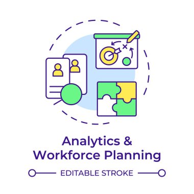 Succession planning multi color concept icon. Developing employees potential. Human resource management system. Round shape line illustration. Abstract idea. Graphic design. Easy to use in brochure clipart