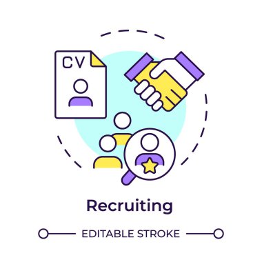 Yetenek yönetimi çok renkli konsept simgesi. Yetenekli ve motive edilmiş iş gücü cazibesi. İK süreci. Yuvarlak şekil çizimi. Soyut bir fikir. Grafik tasarımı. Broşürde kullanması kolay