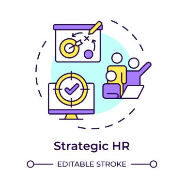 Çalışan self servis çok renkli konsept simgesi. Kişisel verilere erişmek için dijital platform. Operasyonel İK. Yuvarlak şekil çizimi. Soyut bir fikir. Grafik tasarımı. Broşürde kullanması kolay