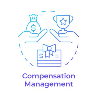 Compensation management blue gradient concept icon. Strategy of employee reward implementation. Corporate HR. Round shape line illustration. Abstract idea. Graphic design. Easy to use in presentation clipart