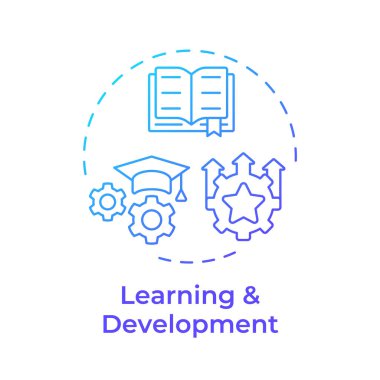 Learning and development blue gradient concept icon. Training programs. Human resource management system. Round shape line illustration. Abstract idea. Graphic design. Easy to use in brochure clipart