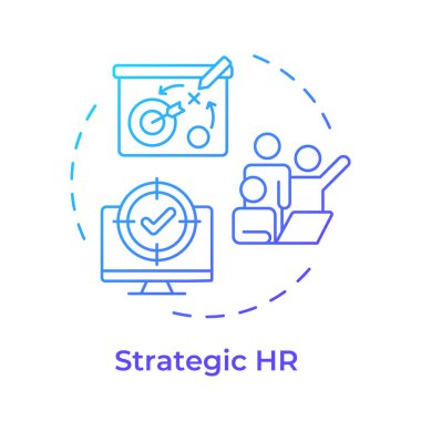 Stratejik HR mavi gradyan konsept simgesi. Etkili şirket işgücü yönetimi. İK süreci entegrasyonu. Yuvarlak şekil çizimi. Soyut bir fikir. Grafik tasarımı. Sunumda kullanması kolay