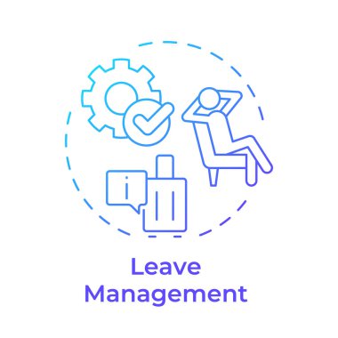 Yönetimi mavi gradyan konsept simgesi bırak. Personel yönetimi talep ediyor. Operasyonel İK. Yuvarlak şekil çizimi. Soyut bir fikir. Grafik tasarımı. Sunumda kullanması kolay