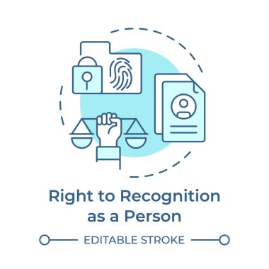 Tanımlama sağ yumuşak mavi konsept simgesi. Kişisel bilgiler, biyometrik sistem. Yuvarlak şekil çizimi. Soyut bir fikir. Grafik tasarımı. Bilgide ve sunumda kullanması kolay