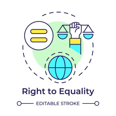 Eşitlik sağ çok renkli konsept simgesi. Sosyal adalet, insan hakları. Demokrasi, özgürlük. Yuvarlak şekil çizimi. Soyut bir fikir. Grafik tasarımı. Bilgide ve sunumda kullanması kolay