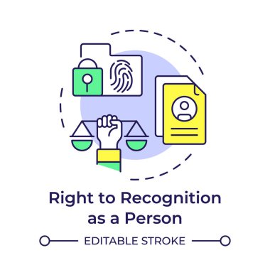 Recognition right multi color concept icon. Personal information, biometrics. Round shape line illustration. Abstract idea. Graphic design. Easy to use in infographic, presentation clipart