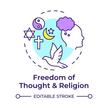 Religion freedom and thought multi color concept icon. Personal faith, worship. Round shape line illustration. Abstract idea. Graphic design. Easy to use in infographic, presentation clipart