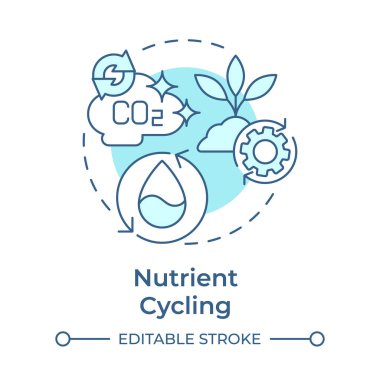 Besin döngüsü yumuşak mavi konsept ikonu. Ekolojik denge. Bitkiler, toprak ve atmosfer arasındaki besin döngüsü. Yuvarlak şekil çizimi. Soyut bir fikir. Grafik tasarımı. Makalede kullanması kolay