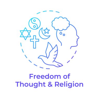 Religion freedom and thought blue gradient concept icon. Personal faith, worship. Round shape line illustration. Abstract idea. Graphic design. Easy to use in infographic, presentation clipart