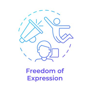 Expression freedom blue gradient concept icon. Cultural acceptance, personal opinion. Round shape line illustration. Abstract idea. Graphic design. Easy to use in infographic, presentation clipart