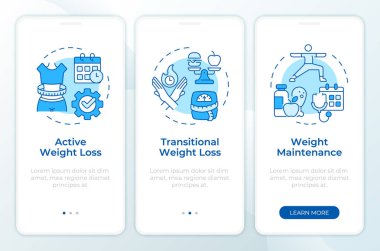 Mobil uygulama ekranında kilo kaybı. Doğrusal kavramlarla birlikte düzenlenebilir grafik yönergelerini gezdir. UI, UX, GUI şablonu. Montserrat Yarı Kalın, Düzenli yazı tipleri