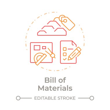 Bill of materials duo tone concept icon. MRP input. List of components required to manufacture product. Round two color outline illustration. Abstract vector design. Easy to use in article clipart