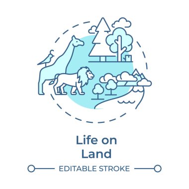 Karada yaşam, yumuşak mavi konsept ikonu. Orman hayvanları, ekoloji. Memeliler, vahşi yaşam. Yuvarlak şekil çizimi. Soyut bir fikir. Grafik tasarımı. Bilgide ve sunumda kullanması kolay