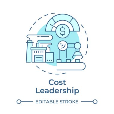 Liderliğe mal olan yumuşak mavi kavram ikonu. Rekabetçi avantaj performansı. İş mali stratejisi. Yuvarlak şekil çizimi. Soyut bir fikir. Grafik tasarımı. Broşürde kullanması kolay