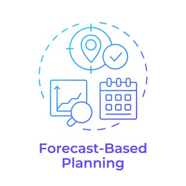 Tahmin tabanlı mavi gradyan konsept ikonu. İstatistiksel modeller. Tüketim analizleriyle SAP düzenlemesi. Yuvarlak şekil çizimi. Soyut bir fikir. Grafik tasarımı. Kitapçıkta kullanması kolay