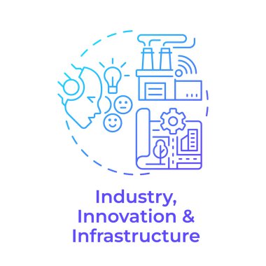 Sanayi, yenilik ve altyapı mavi gradyan konsept ikonu. Modern teknoloji. Yuvarlak şekil çizimi. Soyut bir fikir. Grafik tasarımı. Bilgide ve sunumda kullanması kolay