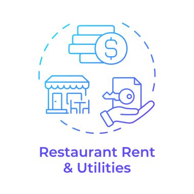 Rent and utilities blue gradient concept icon. Regular payments regulation. Restaurant operational costs. Round shape line illustration. Abstract idea. Graphic design. Easy to use in presentation clipart