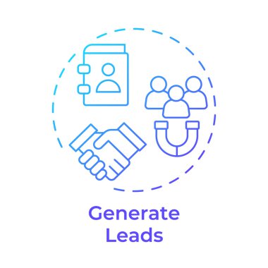 Üretmek mavi gradyan konsept simgesi oluşturur. Pazarlama stratejisi, planlama. Müşteri hizmetleri. Yuvarlak şekil çizimi. Soyut bir fikir. Grafik tasarımı. Bilgide ve sunumda kullanması kolay