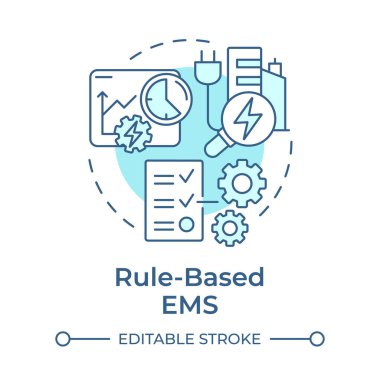 Rule based EMS soft blue concept icon. Energy management, system regulation. Compliance, policy. Round shape line illustration. Abstract idea. Graphic design. Easy to use in infographic clipart